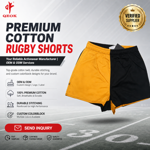 100% Cotton All Black Custom Rugby Shorts for Men Wholesale Summer Fashion Men Youth Cotton Twill Plus Size Rugby Footy Shorts
