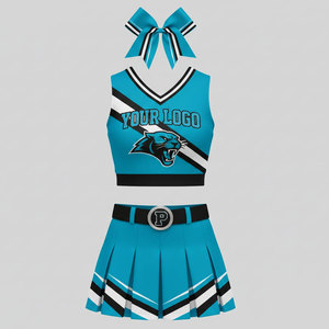 Women Adults Custom Printed Breathable Quick Dry Cheerleading Uniforms with Pompom-School Team Uniform