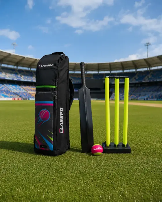 Complete junior and club cricket sets in custom carry bags