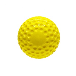 Custom logo 9 Inch PU Material Yellow Shiny Pitching Machine Dimpled Baseball