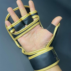 Custom Logo PU Leather Thickened Wear-resistant Sparring Half Finger MMA Gloves