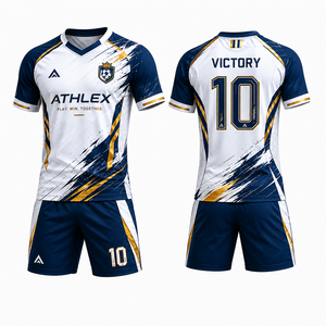 OEM Wholesale Side Mesh Fabric Design Soccer Jersey Set Custom Team Logo Full Sublimation Print Professional Soccer Uniforms