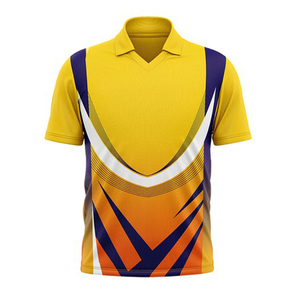 Digital Print Sport Yellow Cricket Jersey Team Polo Shirt