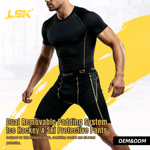 LSK Ice Hockey Pants Ski Protective Padded Compression Shorts Impact Gear Groin Guard Thigh Foam Snowboard Unisex